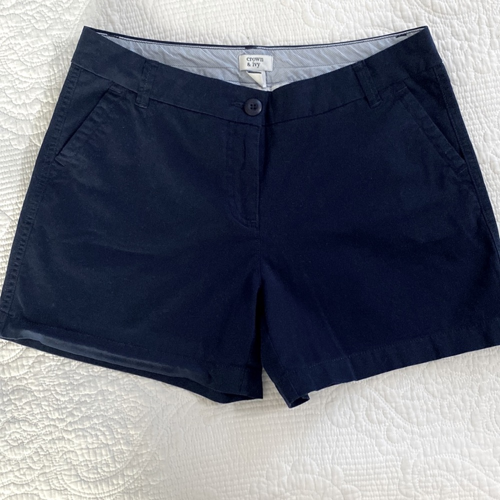 Crown & Ivy Caroline Navy Chino Shorts 8